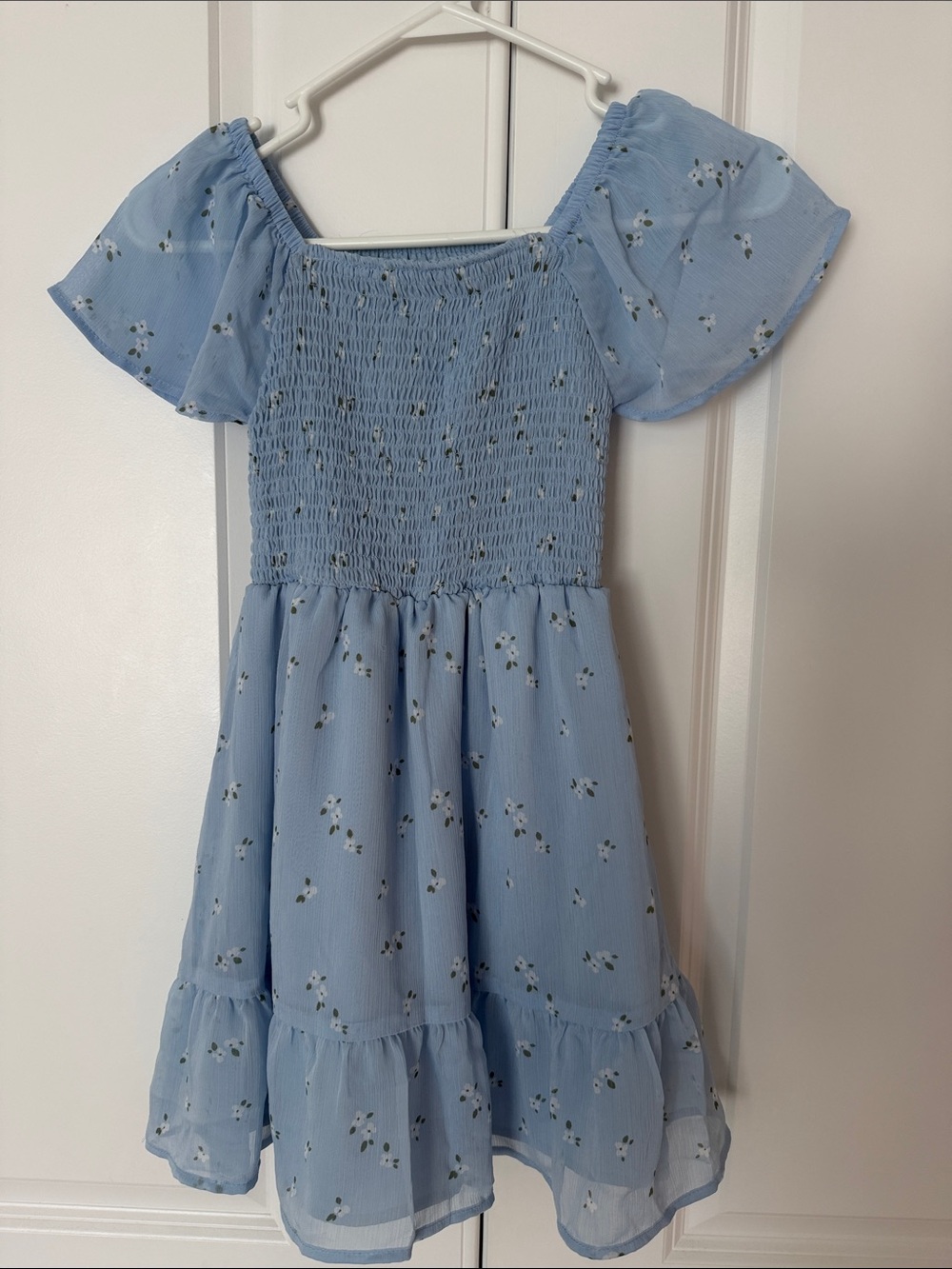 Cat & Jack Light Blue Floral Smocked Off-Shoulder Dress